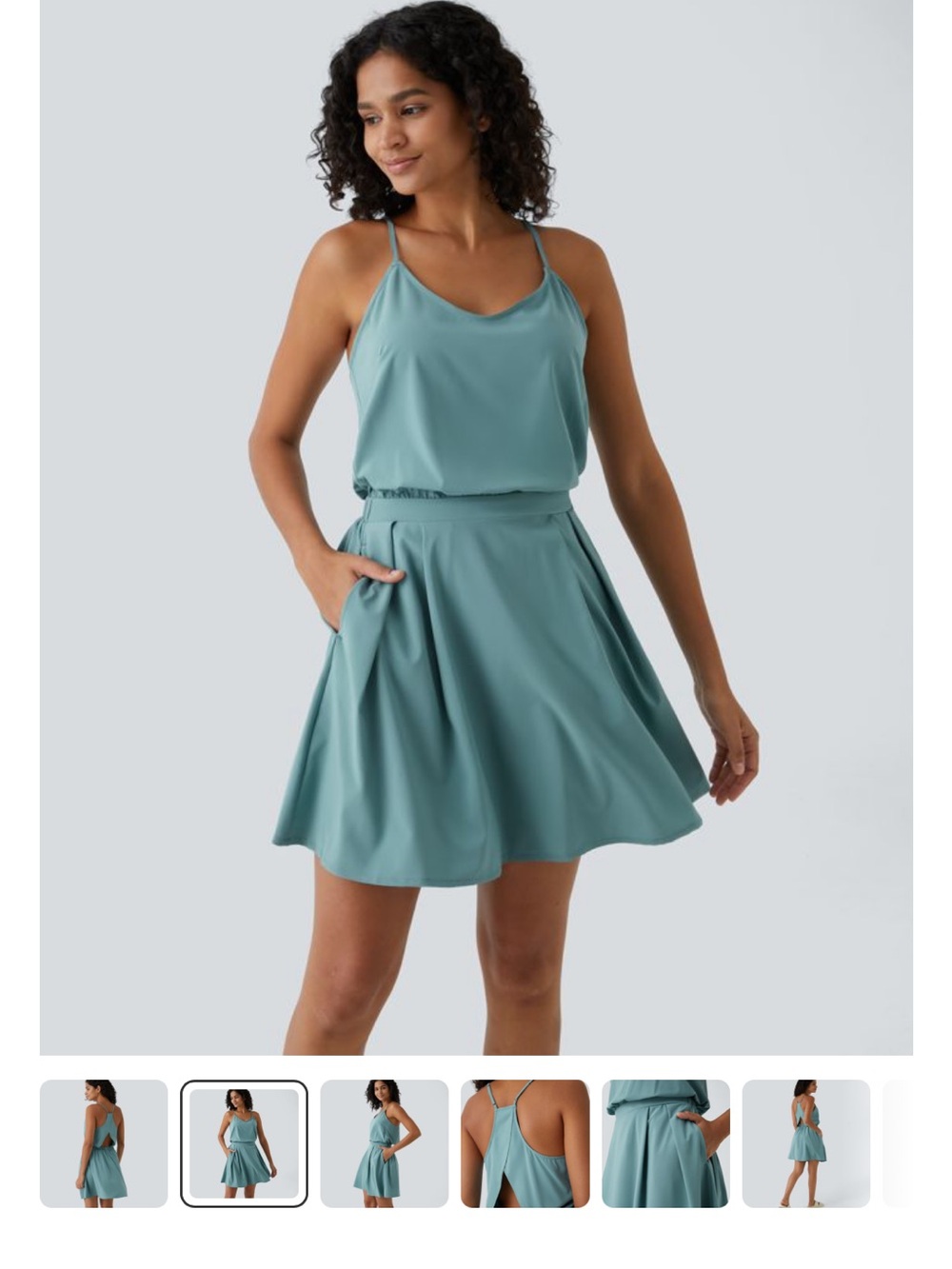 Wmns Breezeful™ Cut Out Pocket Pleated Mini Quick Dry Casual Dress- stone blue